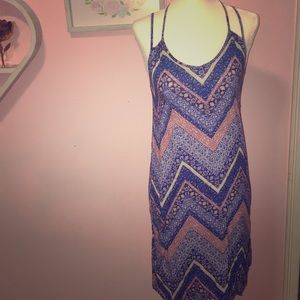 sheer dress or coverup blue floral racer back M